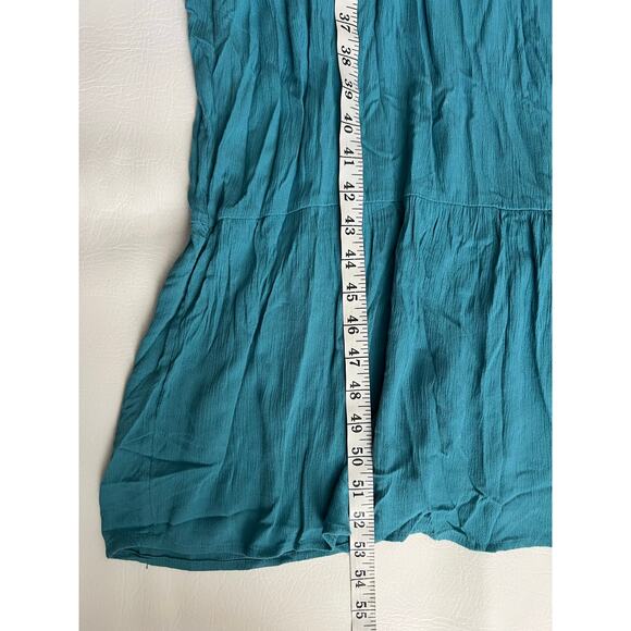 Fourteenth Place Embroidered Floral Teal Green Blue Maxi Dress 3X Boho Coquette - Picture 7 of 7